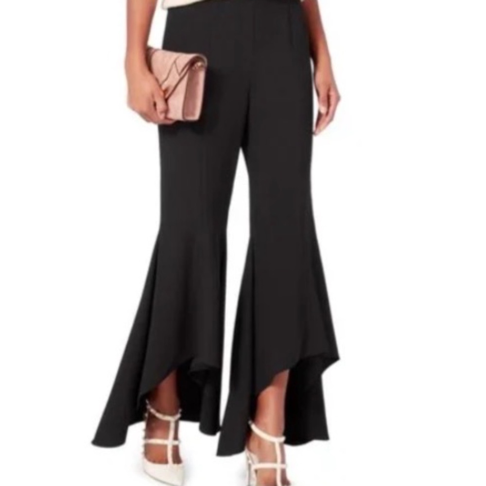 Intermix Zena Flared Hi Lo Bell Bottom Black Pants Sz 2